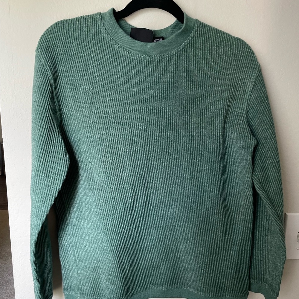 Green Ribbed Crewneck